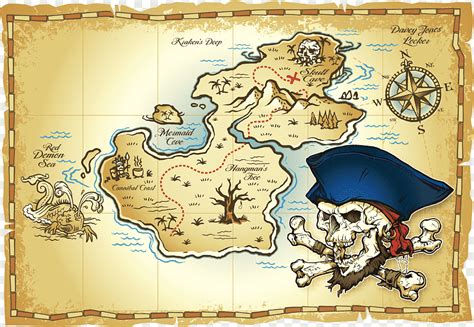 Pirate Map Illustration Treasure Map Buried Treasure Piraterie