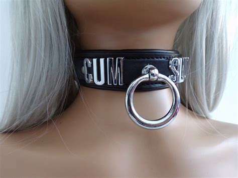 Bdsm Lockable Real Cow Hide Luxury Padded Cum Slut Bondage Collar 30mm