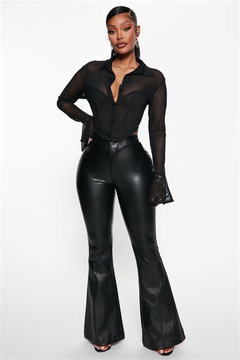 katiana faux leather flare pants black fashion nova pants fashion nova