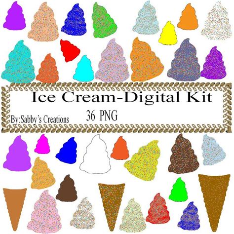 Ice Cream Digital Kit 1 Digtial Paper Food Art ClipJewelry T Shirt