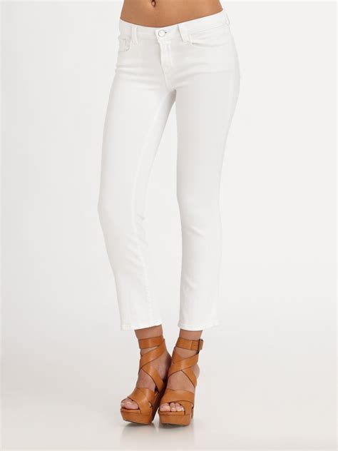Lyst J Brand Cropped Skinny Ankle Jeans In White