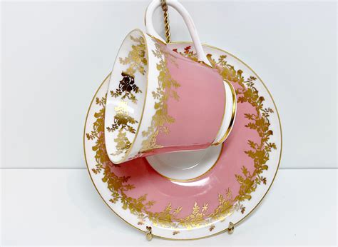 Pink Aynsley Tea Cup And Saucer Antique Tea Cups Vintage English Bone China Tea Cups Pink