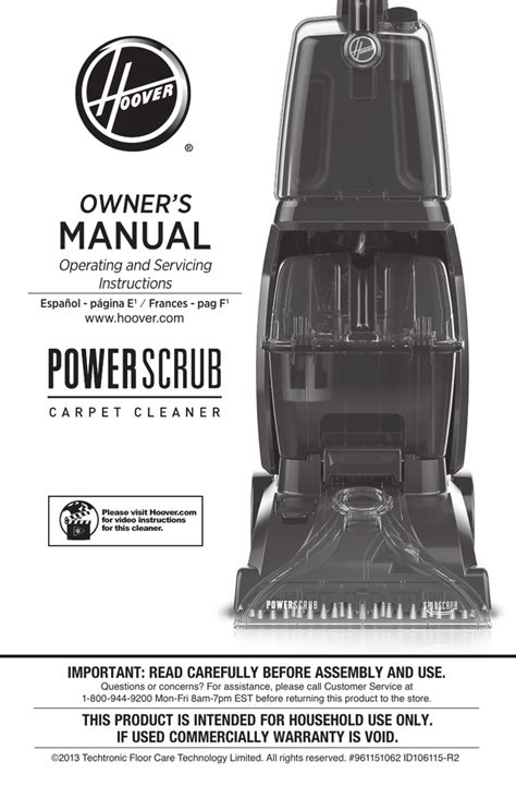 Hoover Power Scrub Deluxe Carpet Cleaner Fh50150 Manual