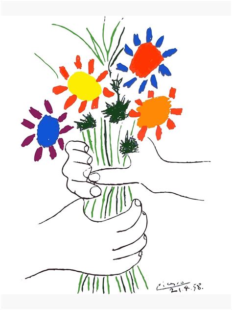 Pablo Picasso Bouquet Of Peace 1958 Flowers Bouquet With Hands Or Le