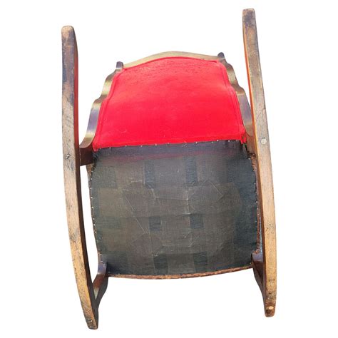 Victorian Mahogany And Tufted Velvet Upholstered Rocking Chair Circa 1920s For Sale At 1stdibs