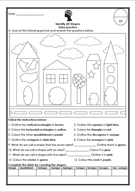 2d Shapes Worksheet For Grade 1