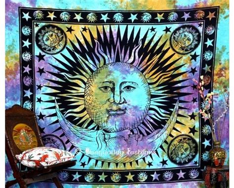 Smart Design Sun Moon Queen Bedspread Boho Mandala Hippie Tie Die