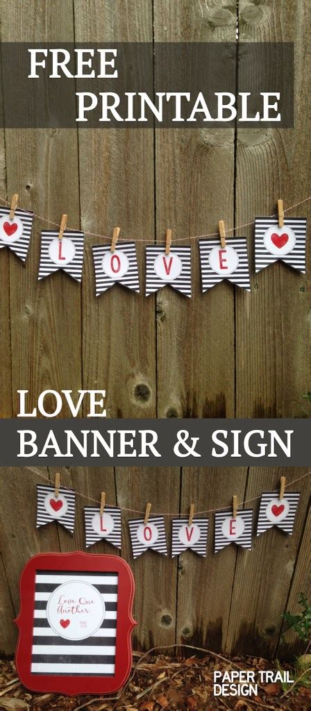 Free Printable Love Banner And Matching Print Paper Trail Design