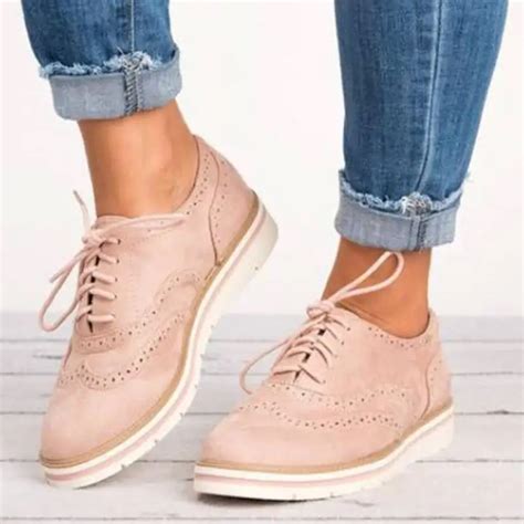 Pure Color Lace Up England Style Suede Women Casual Flat Shoes Female