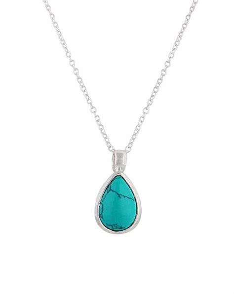 Turquoise Stone Teardrop Pendant Necklace The Opal