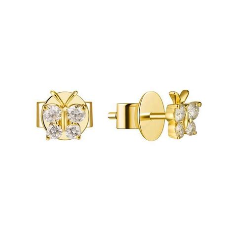 K Gold Diamond Butterfly Stud Earrings Butterfly Earrings Stud