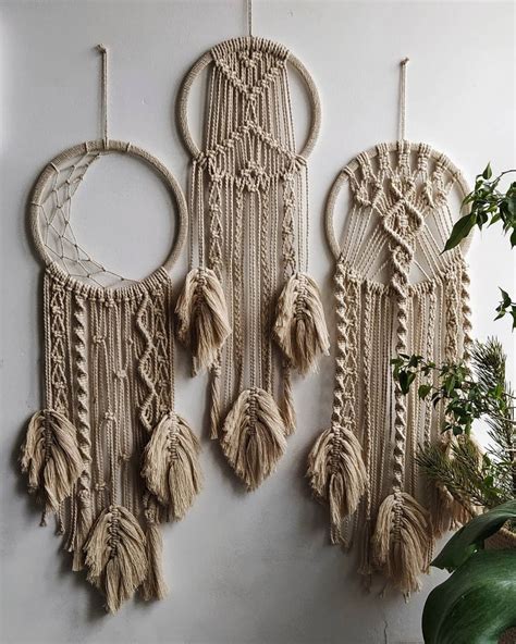 Set Of 3 Macrame Dreamcatcher Tapestry Wall Hangings Dream Catchers