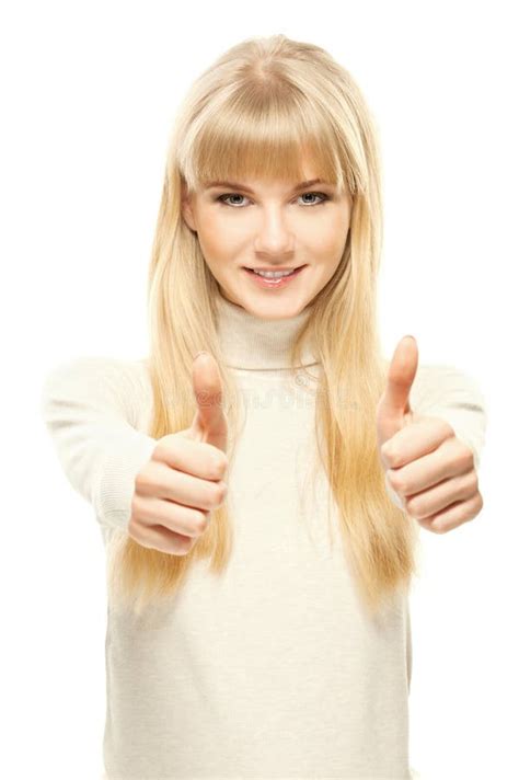 Girl With Thumbs Up Stock Image Image Of Eyes Good 19094175
