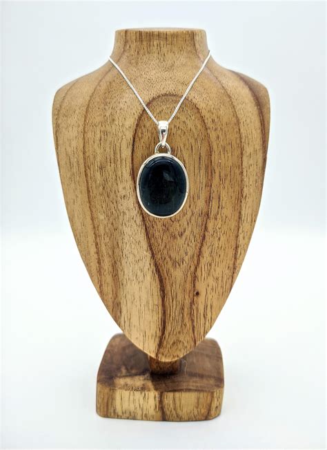 Blue Tigers Eye Sterling Silver Pendant Chain