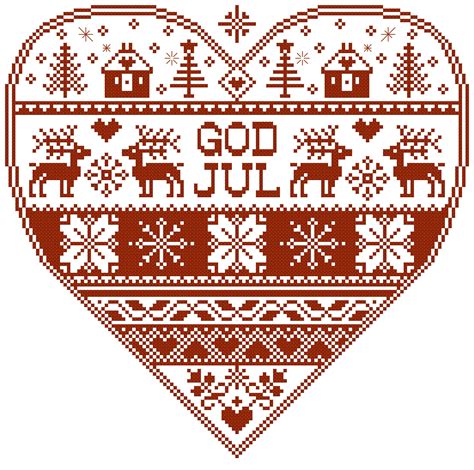 Please enjoy our counted cross stitch charts patterns inspired by scandinavian artists. God Jul Monochrome Heart Cross stitch pattern | Etsy ...