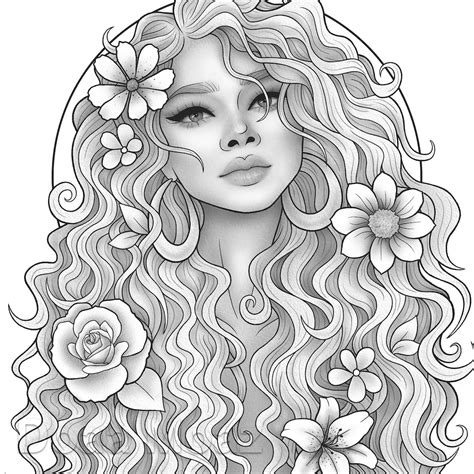 Printable Coloring Page Fantasy Character Black Girl Portrait Etsy