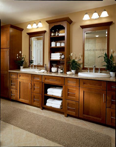 Find ideas for bathroom vanities with double the space, double the storage, and double the style. cabinets kitchen cabinets cabinets kitchen bath cabinets ...
