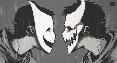 Twin Masks By Hikaruga Creepy Art Horror Art Character Art