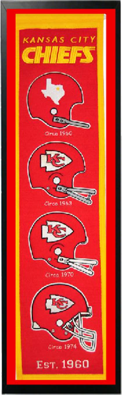 Kansas city chiefs logo history | evolution of logoprofessional american football team. Kansas City Chiefs Logo History Felt Banner 14 x 37