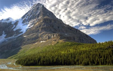 Landscape Mountains Trees Clouds Mount Robson Wallpapers Hd