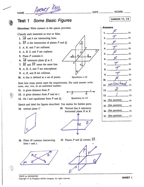 Honors Geometry Worksheet