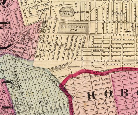 Old Map Of Jersey City And Hoboken Hudson County 1872 Vintage Maps