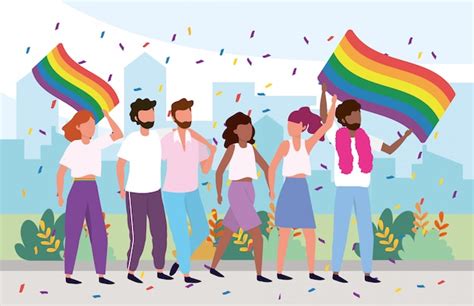 Premium Vector Lgbt Community With Rainbow Flag And Proud
