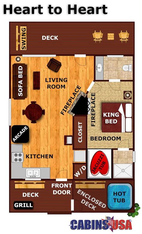 This free cabin plan outlines a 460 square foot structure, which is perfect for building within the confines of a small space and would make a great tiny home. Cabin Layout | Cabin, Vacation cabin rentals, Cabin rentals