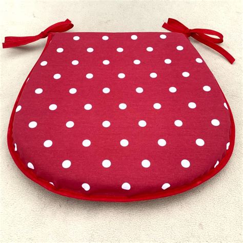 Set Of 6 Red Polka Dot Chair Seat Pads Approx14x14 Kitchen Dining