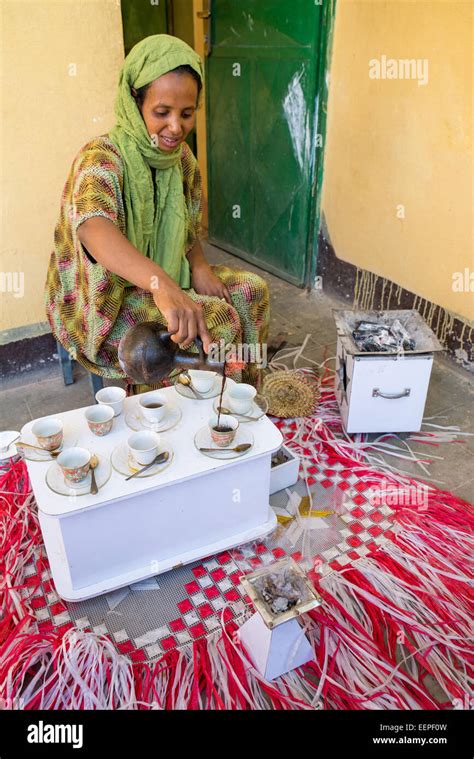 Ethiopian Woman Performing Traditional Coffee Ceremony Ethiopia Stock