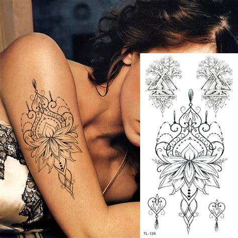 Tattoo And Body Art Mandala Tattoo Women Mehndi Henna Tattoo Stickers Temporary Tattoo Sticker