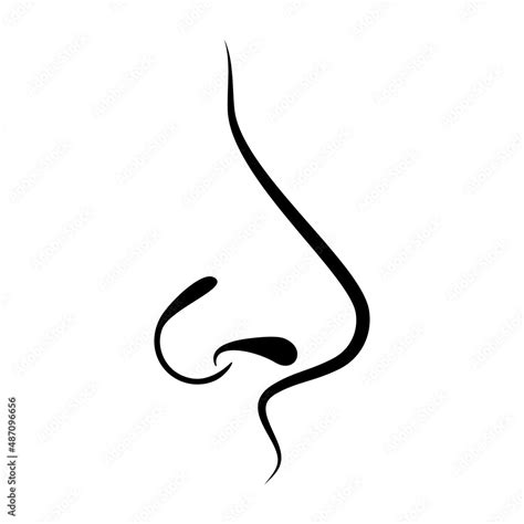 Nose In Profile Simple Icon Vector Nose Side Profile Black Silhouette