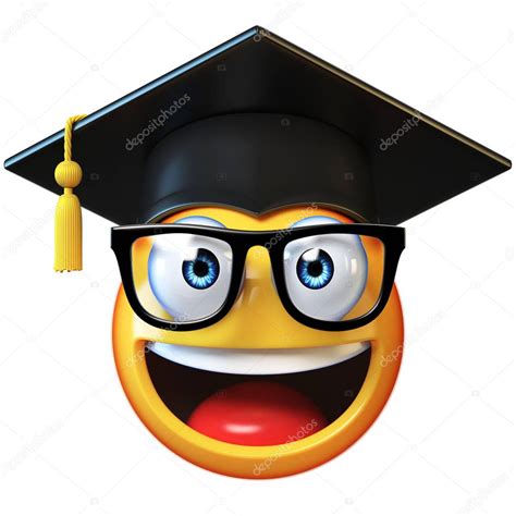 Emoji Estudiante De Posgrado Aislado En Fondo Blanco Emoticono Con