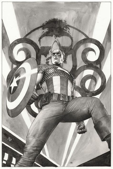 Captain America Hail Hydra 1 Finished Black And White Art For