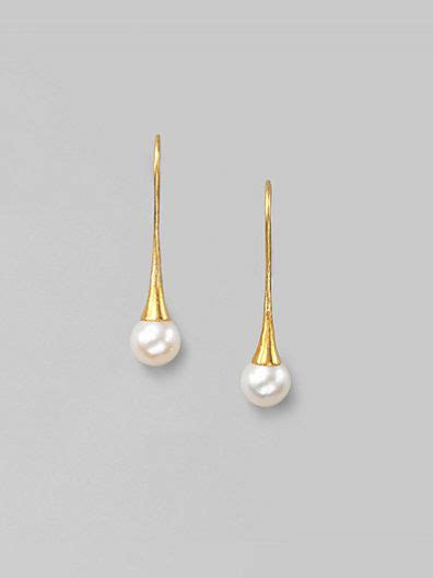 Gurhan Freshwater Pearl And 24k Yellow Gold Drop Earrings