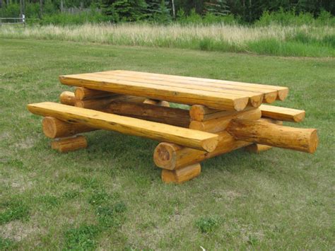 Rustic Wood Picnic Tables Higher Ground Log Furnishings