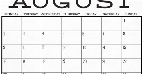 Idlized August Calendar