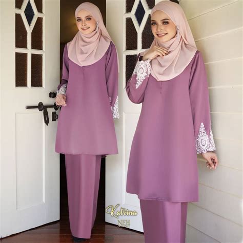 baju kurung moden raya 2019 terkini sedondon katrina dusty pink 1 saeeda collections