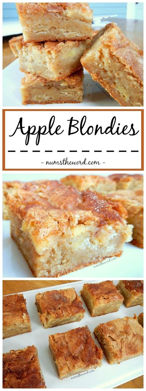 Apple Blondies Are Stacked On Top Of Each Other