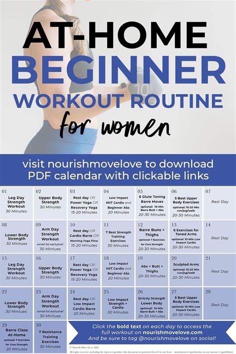 30 Day Beginner Workout Plan Videos Nourish Move Love