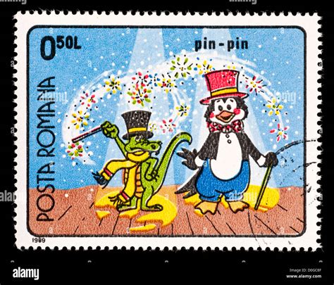 Postage Stamp From Romania Depicting Two Cartoon Characters Pin Pin
