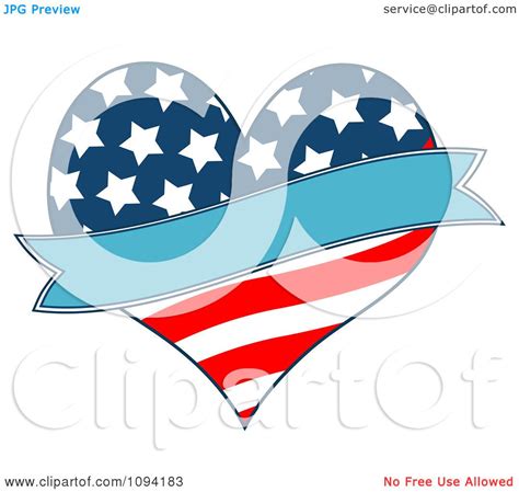 Clipart Patriotic American Heart With A Blue Banner Royalty Free