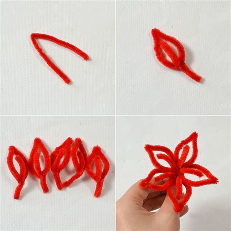 Red Chenille Stems Flower Hair Tie Chenille Stem Crafts Chenille