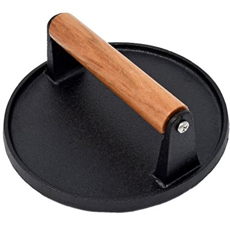 Evelots 7 Inch Cast Iron Bacon Press With Wood Handle