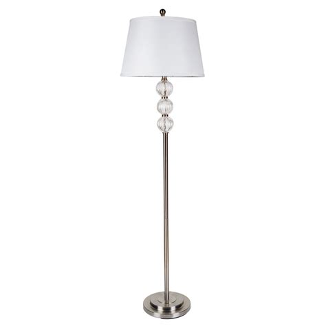 62″in Brushed Silver Contemporary Glass Orb Floor Lamp
