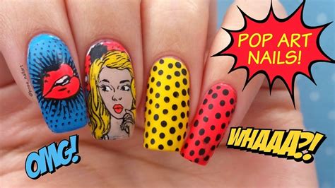Pop Art Cartoon Nails Reverse Stamping Nail Art Tutorial Youtube