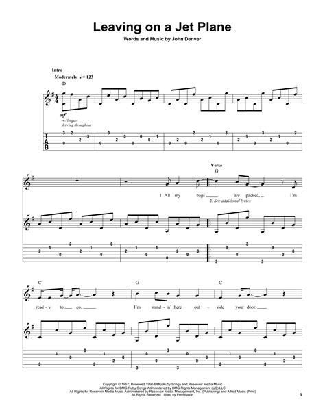 You are free to give comments and suggestions; Leaving On A Jet Plane Sheet Music | John Denver | Guitar ...