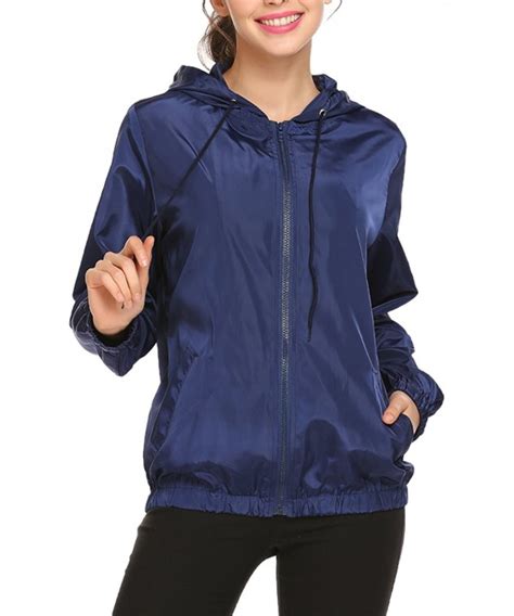 Womens Outdoor Waterproof Lightweight Windbreaker Raincoat Hooded Rain