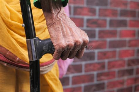 Senior Women With Broken Leg On Crutches Stock Image Image Of Aged