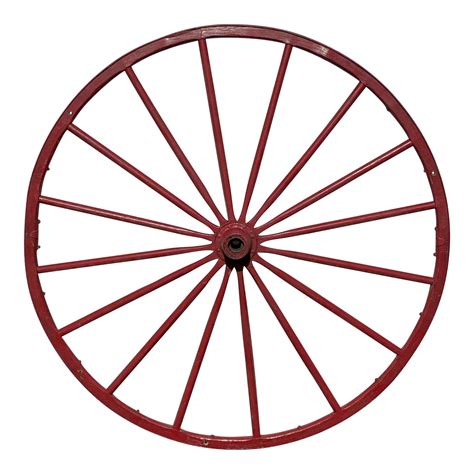 Antique Red Wooden Wagon Wheel 43” Diameter 16 Spoke Nice Chairish